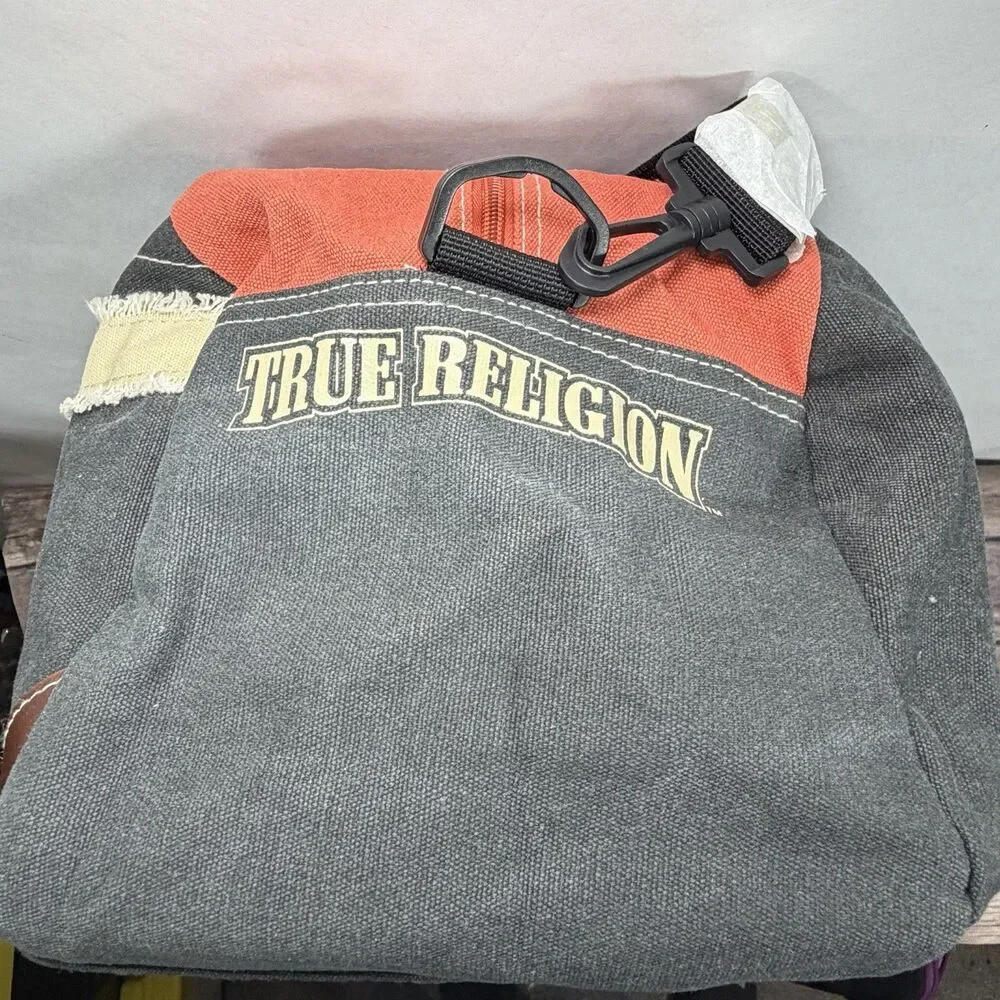 True Religion Overnight Duffel Bag Red Black 19x10x9 Carry On Horseshoe NWT